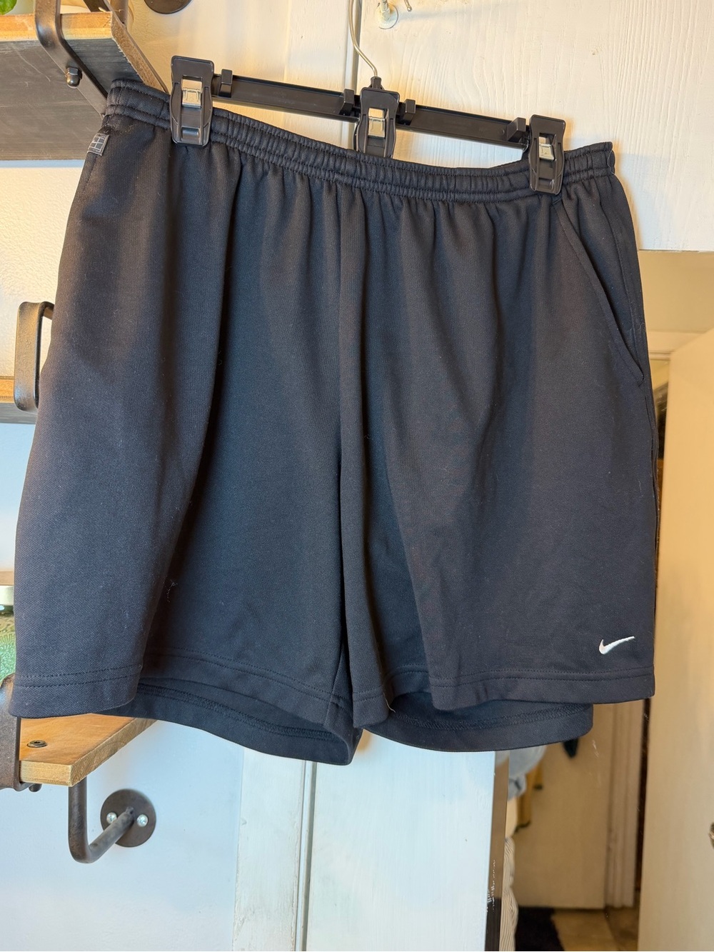Nike Men’s Black Athletic Shorts with White Swoosh